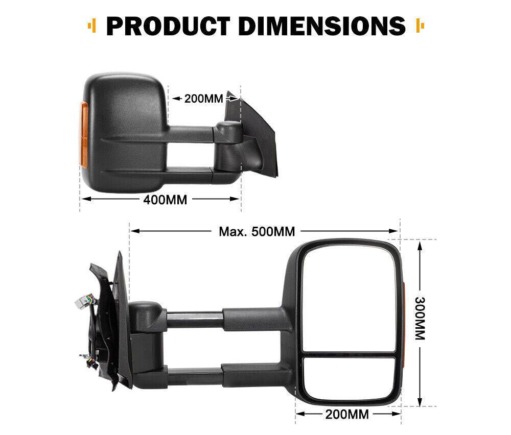 Extendable Towing Mirrors Suits Nissan Navara NP300 (Blinker) - Image 8