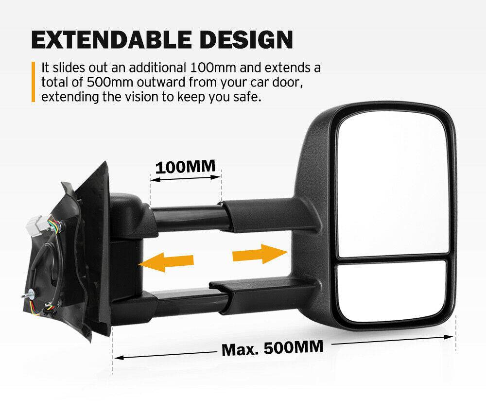 Extendable Towing Mirrors Suits Nissan Navara NP300 (Blinker) - Image 9