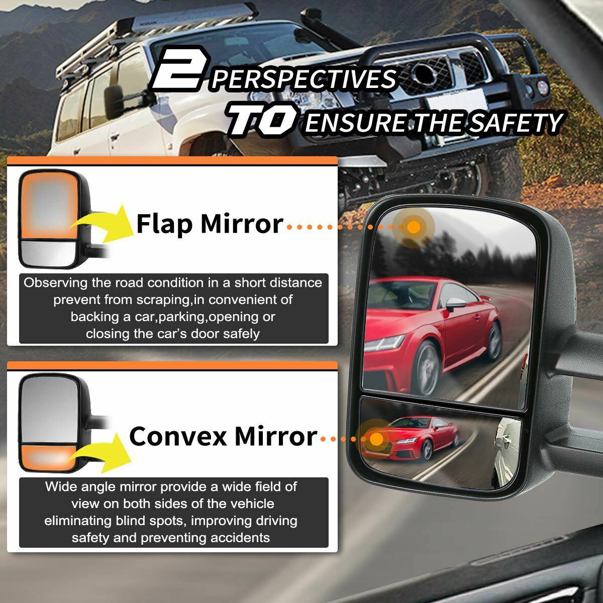 Extendable Towing Mirrors suits Nissan Navara NP300 (Non Blinker) - Image 27